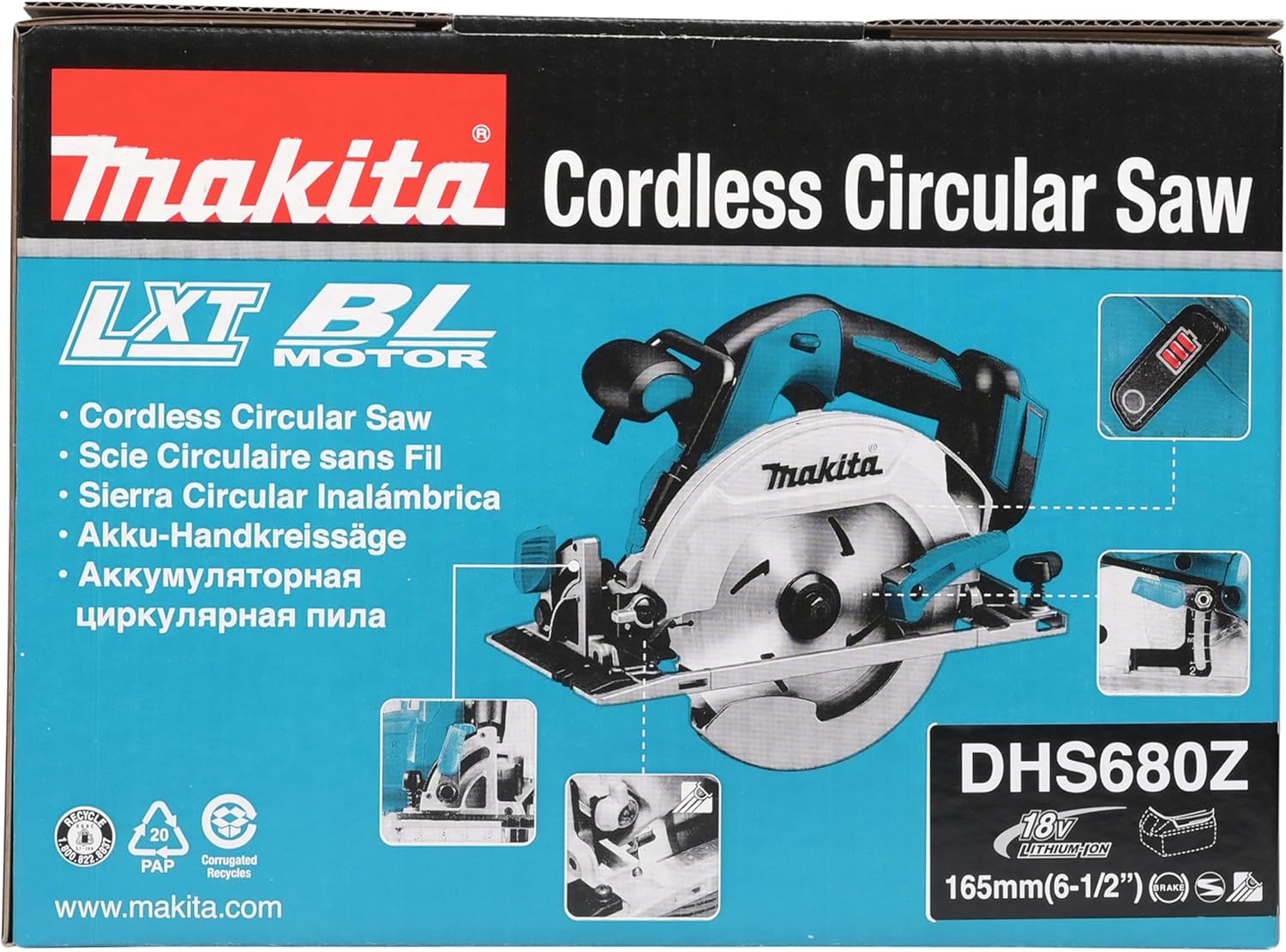 Makita DHS680Z 18V Li-Ion LXT Brushless Circular Saw (165mm) – Batteries and Charger Not Included