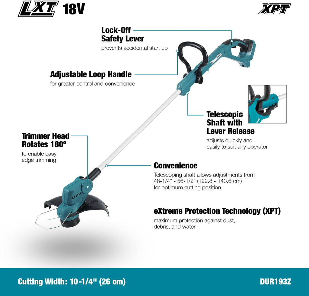 Makita DUR193Z 18V LXT Cordless Grass Trimmer – Tool Only Edition