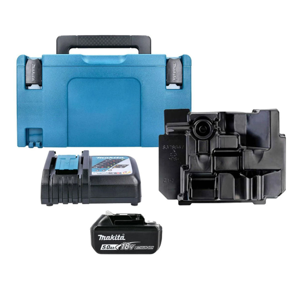 Makita 18V Power Kit – Includes 5.0Ah Battery, Rapid Charger, Type 3 Case, and Custom Inlay